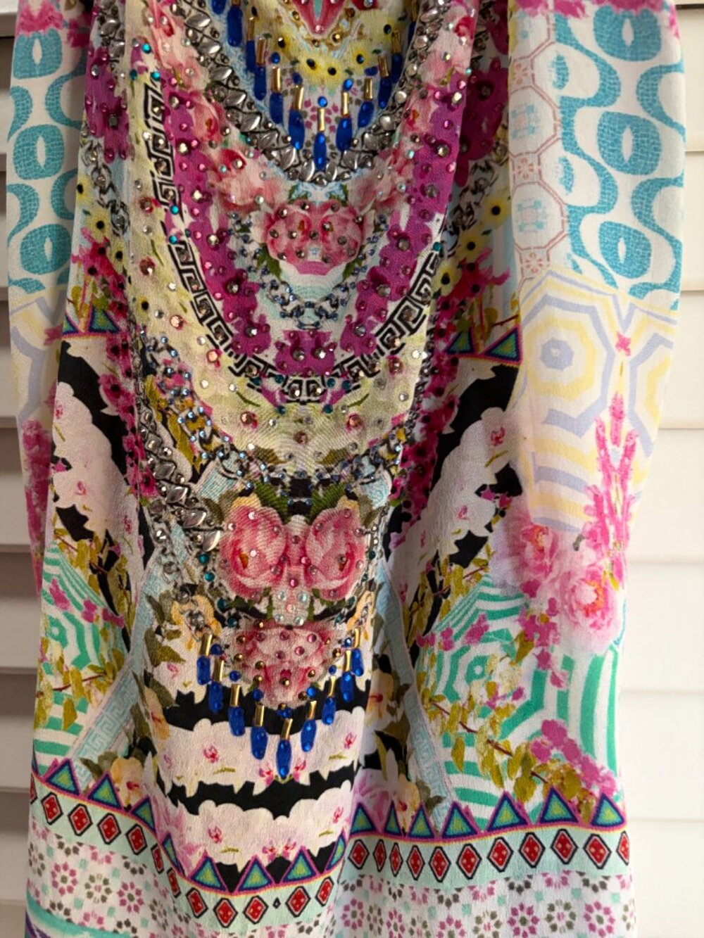 Camilla Australian Silk Racerback Cami Tank Top Crystal Embellished Size Medium - Picture 3 of 6